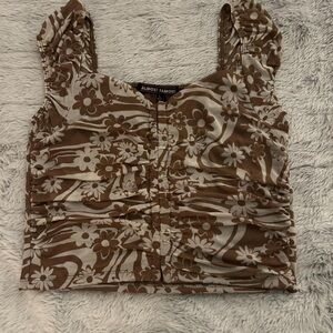 Almost Famous Tan Floral Crop Top